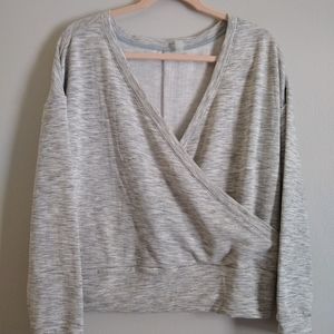 Zella Women's Peaceful Wrap Pullover Size XS Light Gray NWOT
